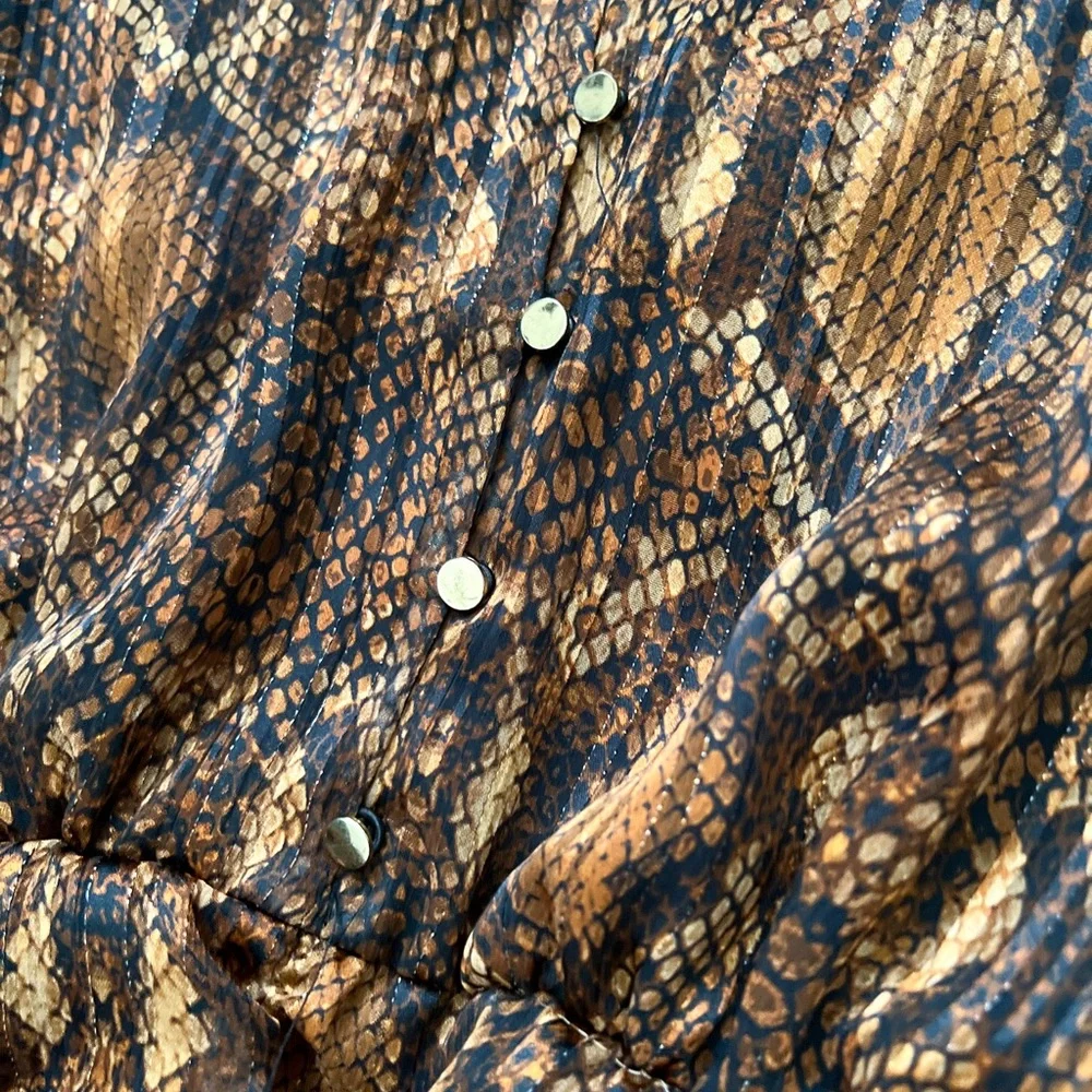 NWT- ZARA Animal Print Ruched Ruffle Front Long Sleeve Mini Dress